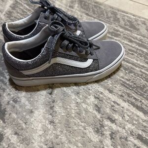 Vans Gray Glitter Low Top Sneakers with White Stripe